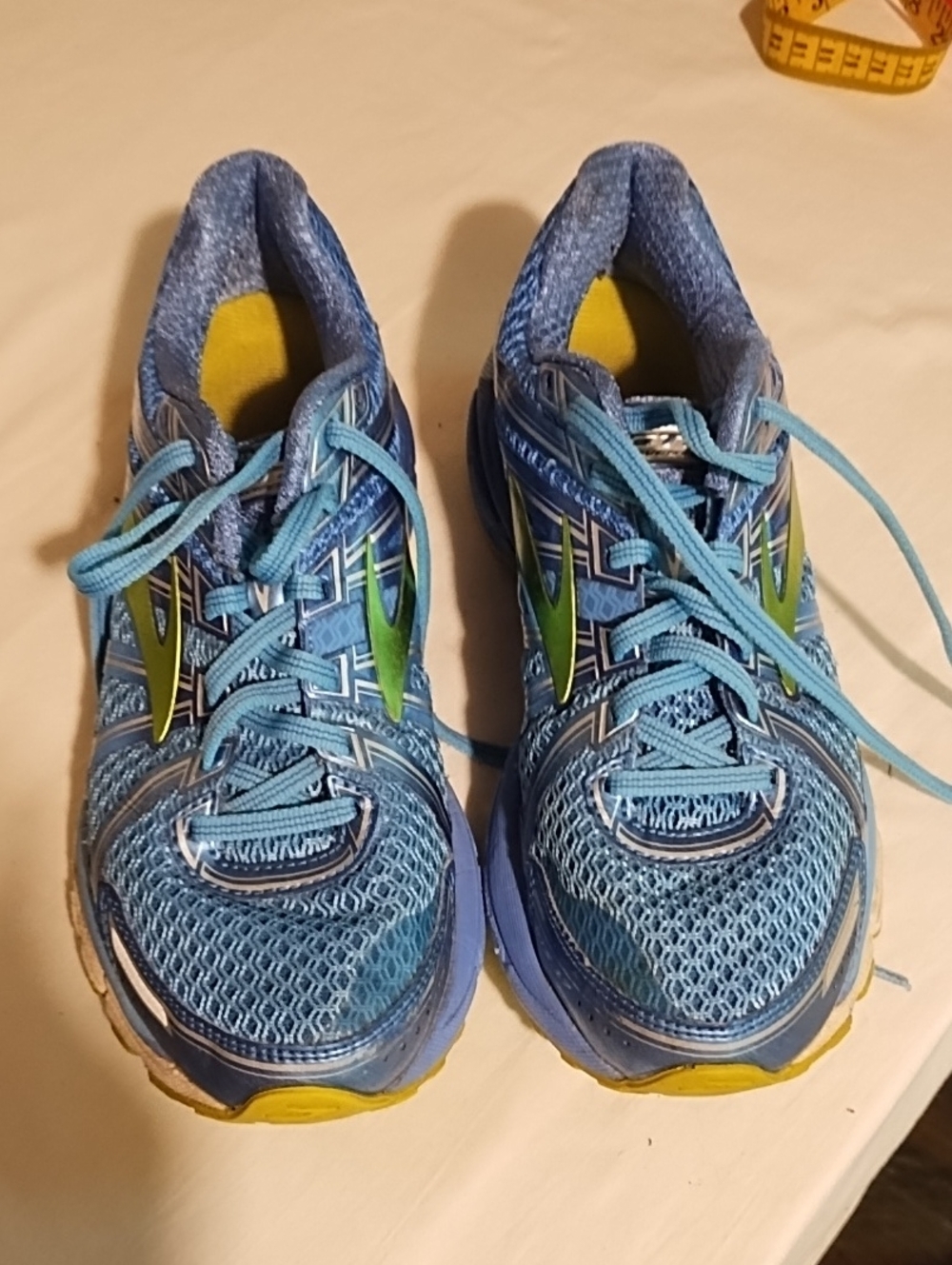 Blue Mesh Running Shoes with Lime Accents Need A Little TLC 7.5 Good Condition.